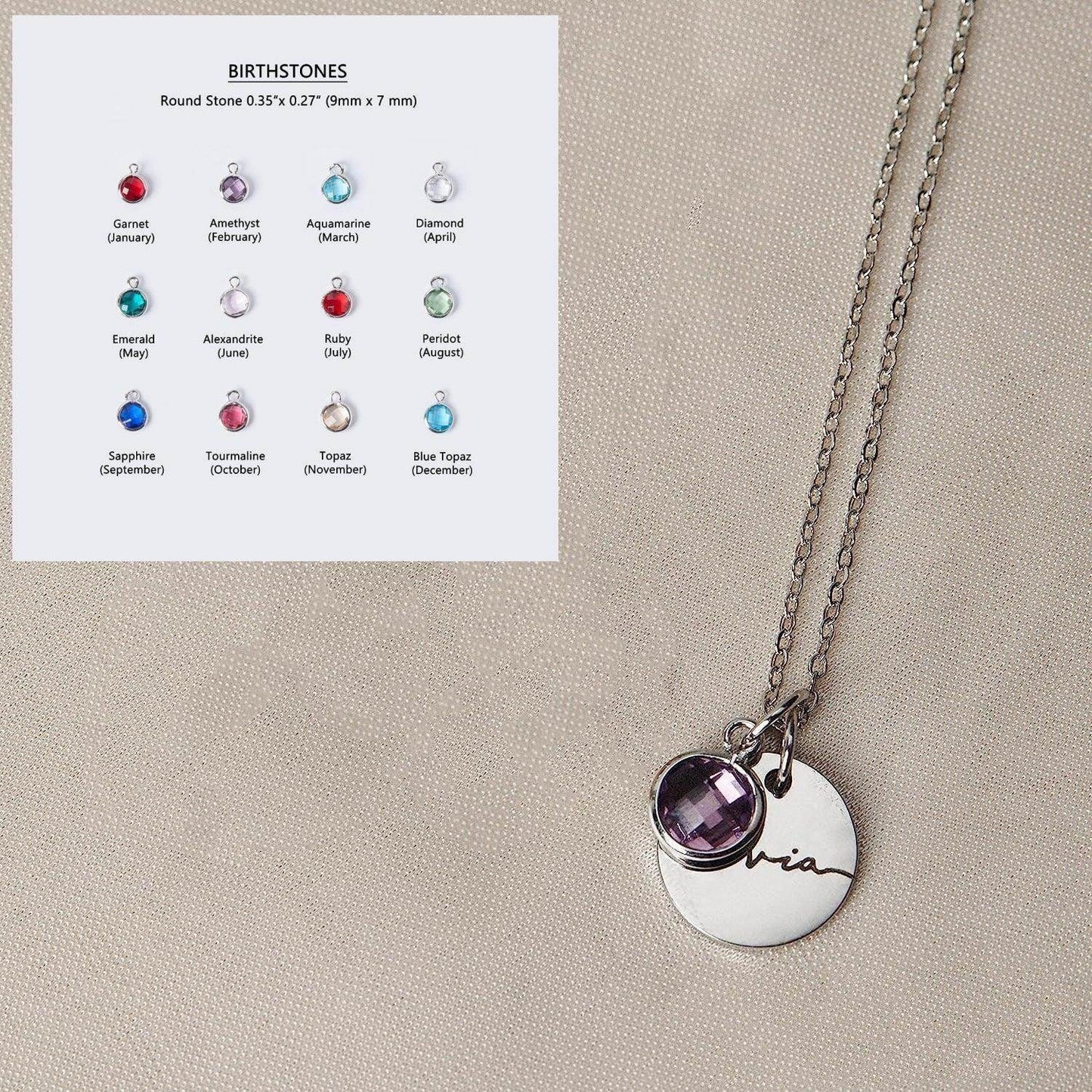 Personalized Name Engraving Necklace Birthstone Pendants Stackable Jewelry Birthday Gift For Women Mom Wife Daughter Friend - P12 Hub Europe