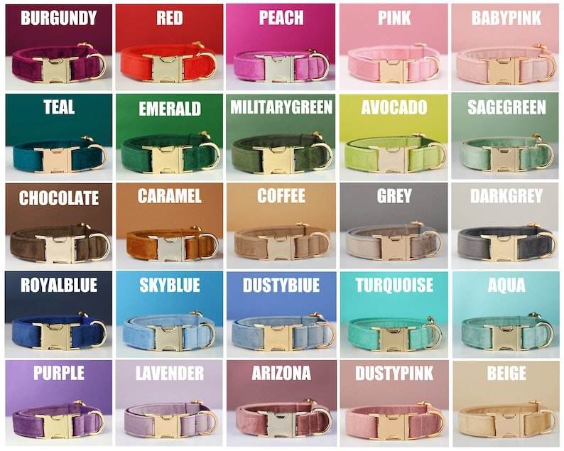 Multiple Colour Velvet Personalise Dog Collar Leash Set With Bow - P12 Hub Europe