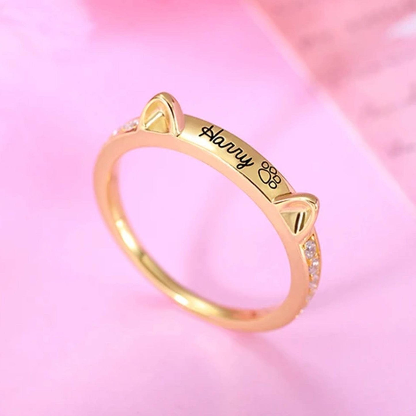 Personalized Pet Cat Ears Name Ring Fashion Jewelry - P12 Hub Europe