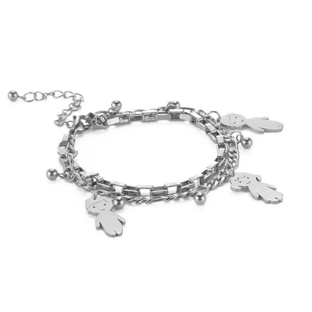 Cartoon Character Titanium Steel Ball Figaro Chain Double Layer Bracelet - P12 Hub Europe