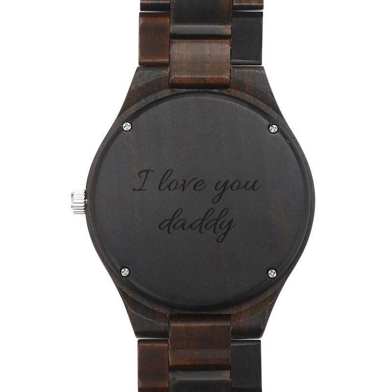 Men's Engraved Wooden Photo Watch Wooden Strap 45mm - P12 Hub Europe