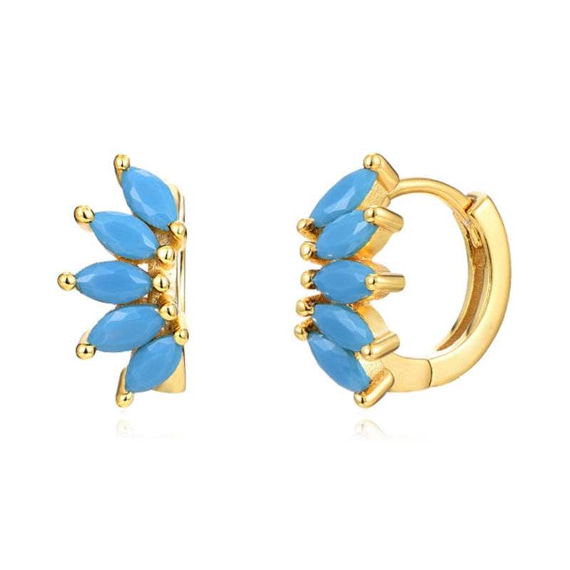 Ins Style Color Zircon All-match Earrings Symmetrical Horse Eye Stone - P12 Hub Europe