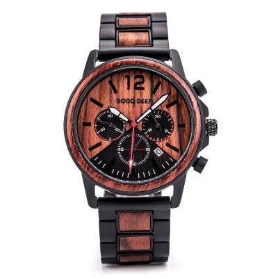 Csutomize Engrave logo Wood Watches for Mens DODO DEER Timer Luxury Chronograph Wristwatch Male Wriswatch Auto Date - P12 Hub Europe