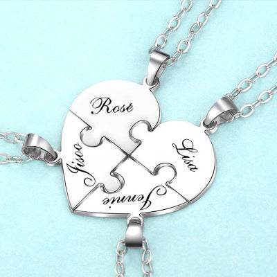 Engraved S925 Silver Jigsaw Puzzle Breakable Heart Pendant Necklaces for Couples, Friends & Family - P12 Hub Europe