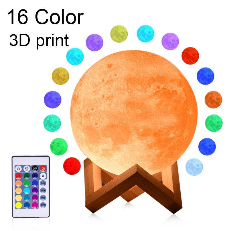 Rambery Moon Lamp 3D Print Night Light Rechargeable 3 Color Tap Control Lamp Lights - P12 Hub Europe