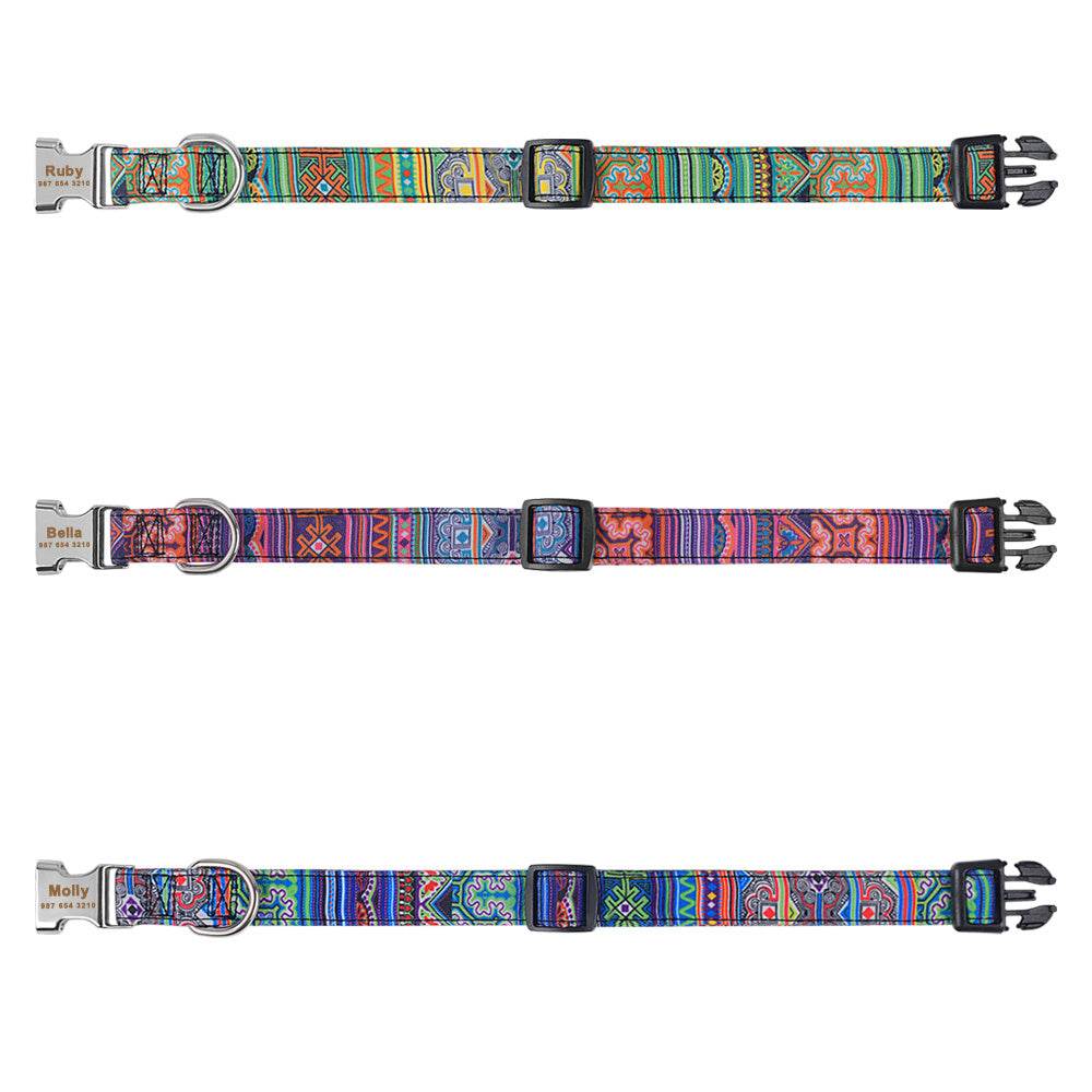 Adjustable Nylon Custom Dog Collar Free Engraved Name ID Tag - P12 Hub Europe