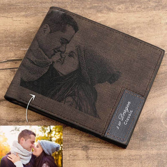 Custom photo carved frosted men's short wallet - P12 Hub Europe