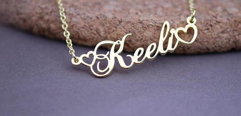 Custom Women's Name Necklace with Double Empty Heart Nameplate Pendant Stainless Steel Necklace 45cm - P12 Hub Europe