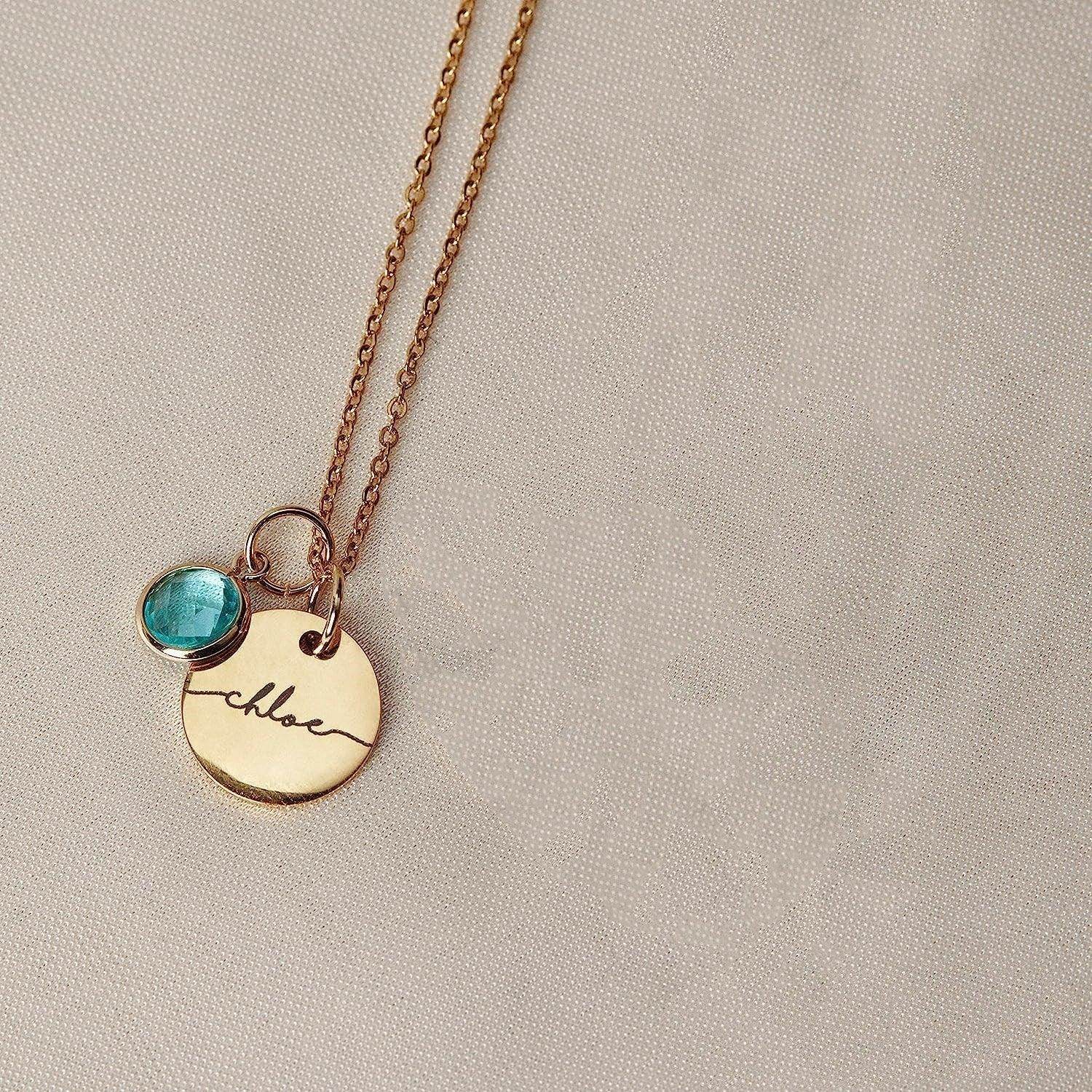 Personalized Name Engraving Necklace Birthstone Pendants Stackable Jewelry Birthday Gift For Women Mom Wife Daughter Friend - P12 Hub Europe