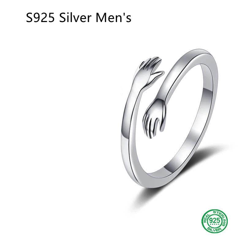 S925 Silver Hug Palm Finger Smooth Exquisite Couple Ring - P12 Hub Europe