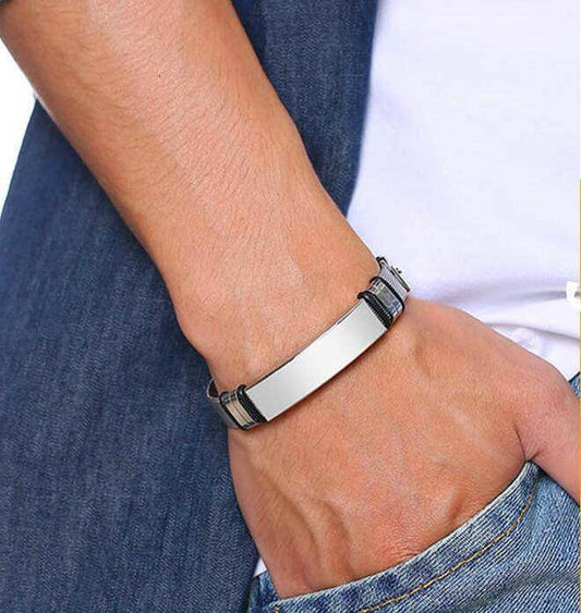 Stainless Steel Mesh Curved Plate Lettering Bracelet - P12 Hub Europe