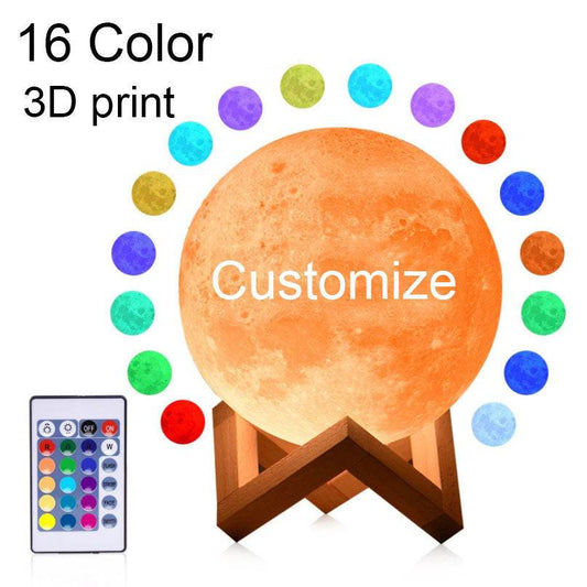Rambery Moon Lamp 3D Print Night Light Rechargeable 3 Color Tap Control Lamp Lights - P12 Hub Europe