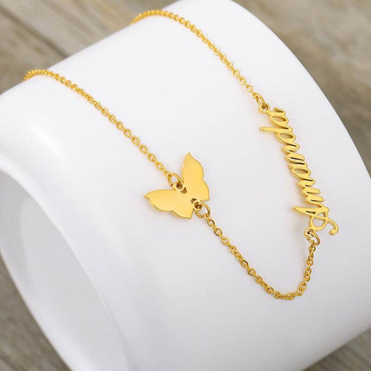 Women Personalized Butterfly Name Necklace Stainless Steel Jewelry - P12 Hub Europe