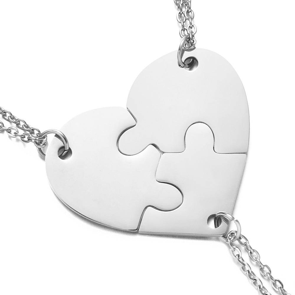 Stainless Steel Combination Heart-shaped Necklace Lettering - P12 Hub Europe