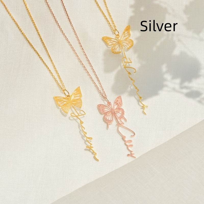 Diy Design Name Butterfly Personality Unique Letter Butterfly Necklace - P12 Hub Europe