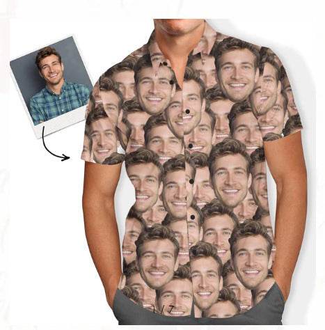 Customized Photo Printed Hawaiian Short Sleeved Casual Shirt - P12 Hub Europe