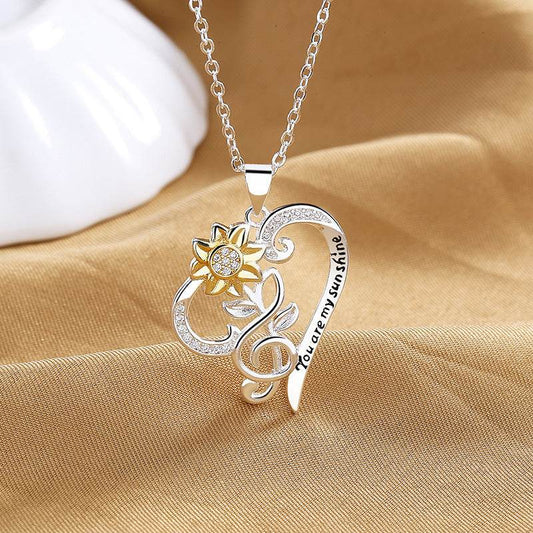 Pastoral Style Two-color Sunflower Pendant Trend Heart Clavicle Chain - P12 Hub Europe