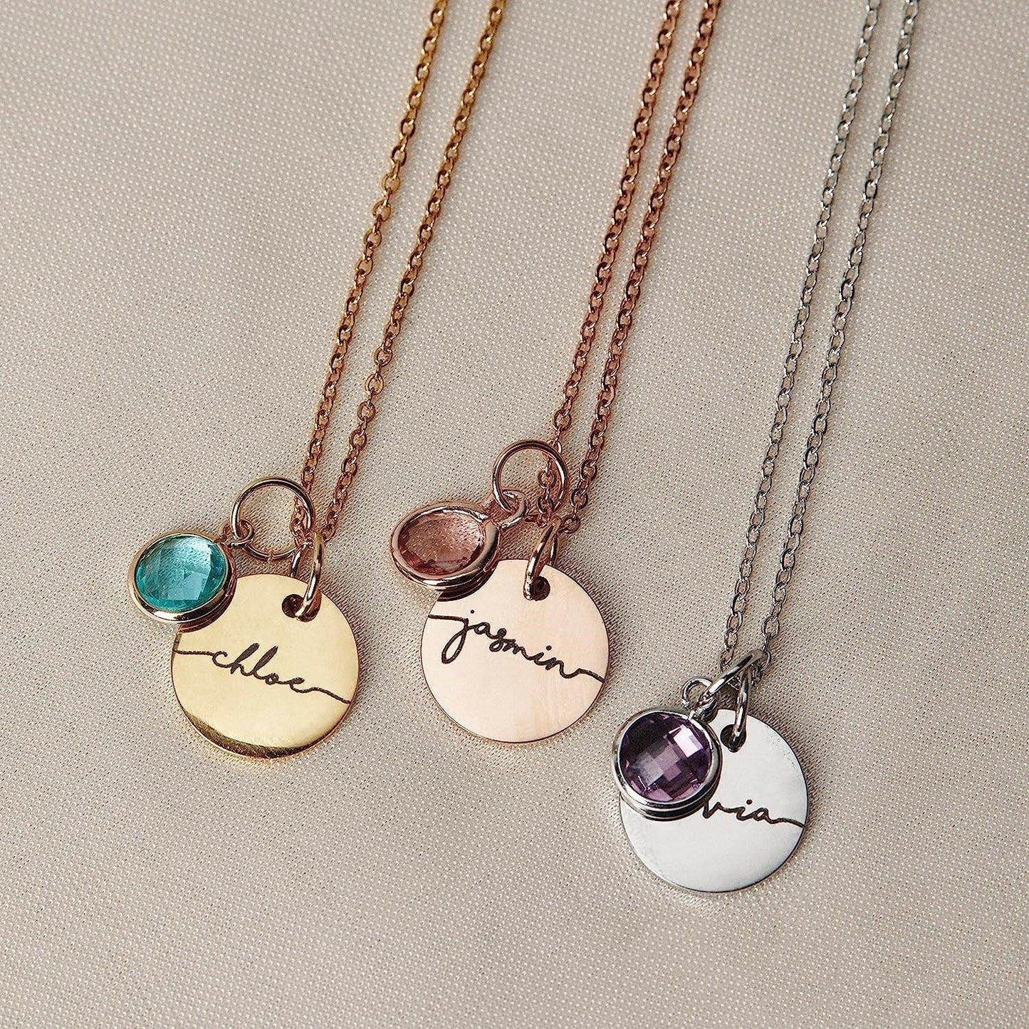 Personalized Name Engraving Necklace Birthstone Pendants Stackable Jewelry Birthday Gift For Women Mom Wife Daughter Friend - P12 Hub Europe