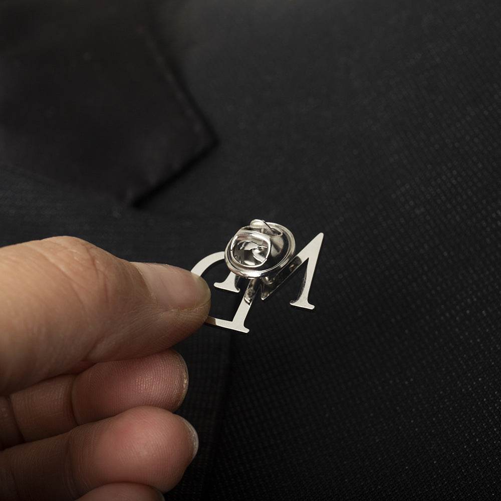Men's Suit Name Double Letter Brooch - P12 Hub Europe