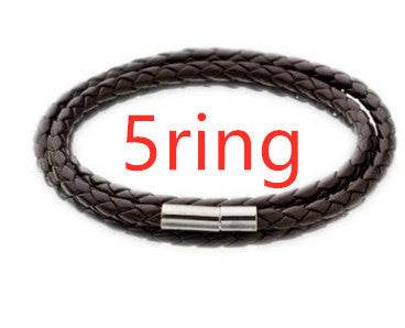 Personalized Mens Braided Genuine Leather Bracelet Stainless Steel Custom Beads Name Charm Bracelet For Men With Family Names - P12 Hub Europe