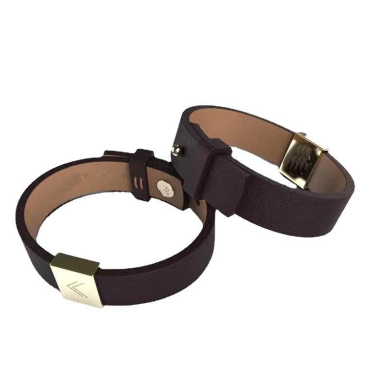 Men's Simple Black Cowhide Stainless Steel Bracelet - P12 Hub Europe