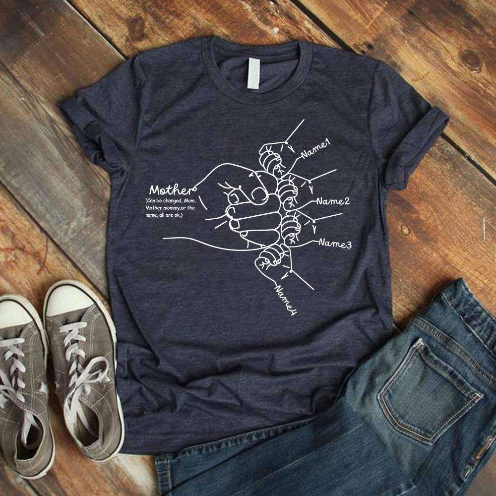 Hand Drawn Mom Kids Fist Collision Shirt Personalized T-shirt - P12 Hub Europe
