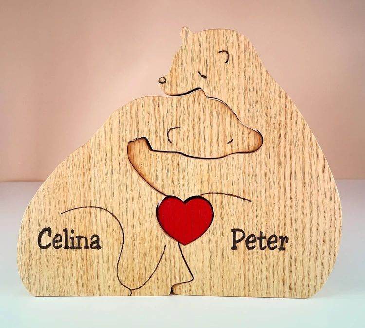 Handmade Wooden Bear Family Personalized Carving Crafts - P12 Hub Europe