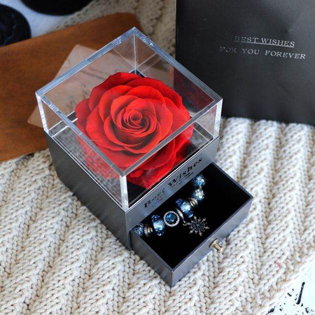 Eternal Flower Rose Jewelry Box for Birthday Presents Valentines Day Wedding Gift - P12 Hub Europe