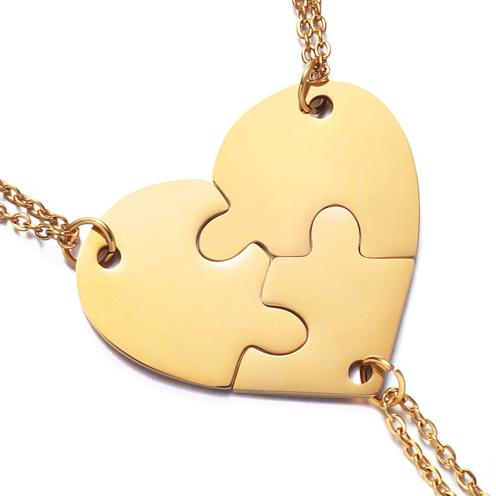 Stainless Steel Combination Heart-shaped Necklace Lettering - P12 Hub Europe