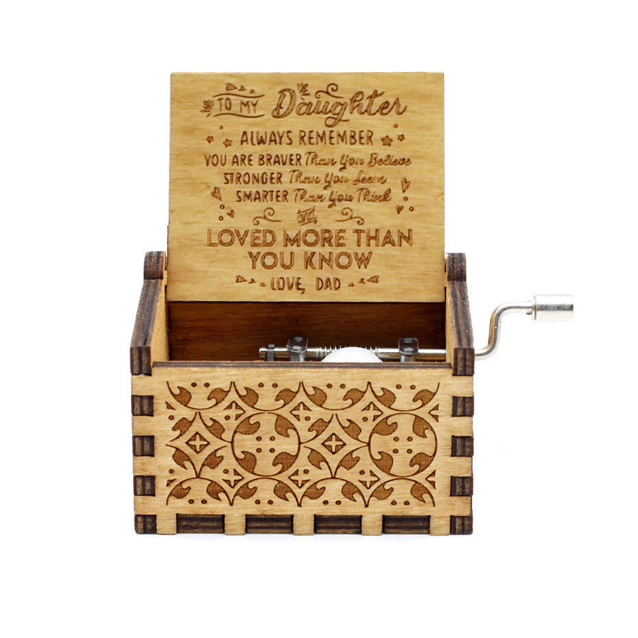 Antique Carved Wooden Hand Crank Spirited Away Music Box Christmas Gift Birthday Gift Party Decoration