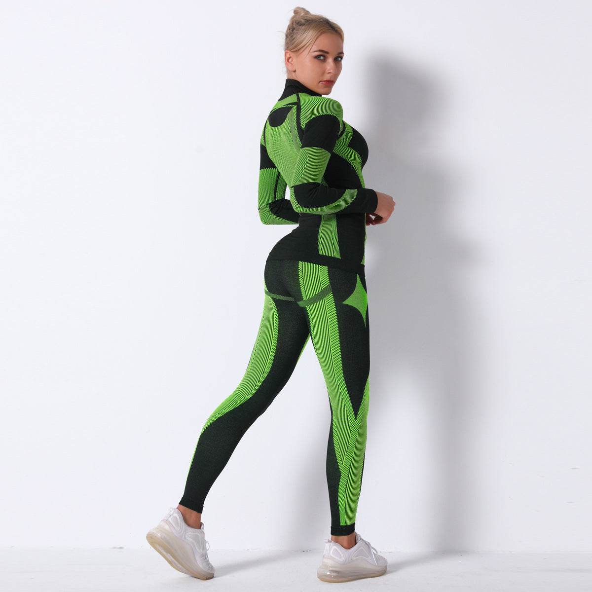 Striped Sports Yoga Long Sleeve Two-piece Suit - P12 Hub Europe