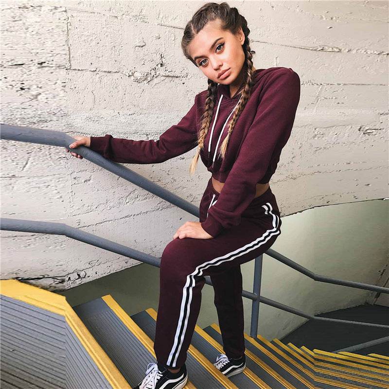 Cotton Sportswear Suit Short Hooded Sweatshirt and Straight Pants Custom Logo Print - P12 Hub Europe