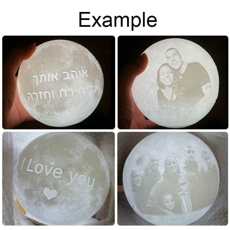 Rambery Moon Lamp 3D Print Night Light Rechargeable 3 Color Tap Control Lamp Lights - P12 Hub Europe