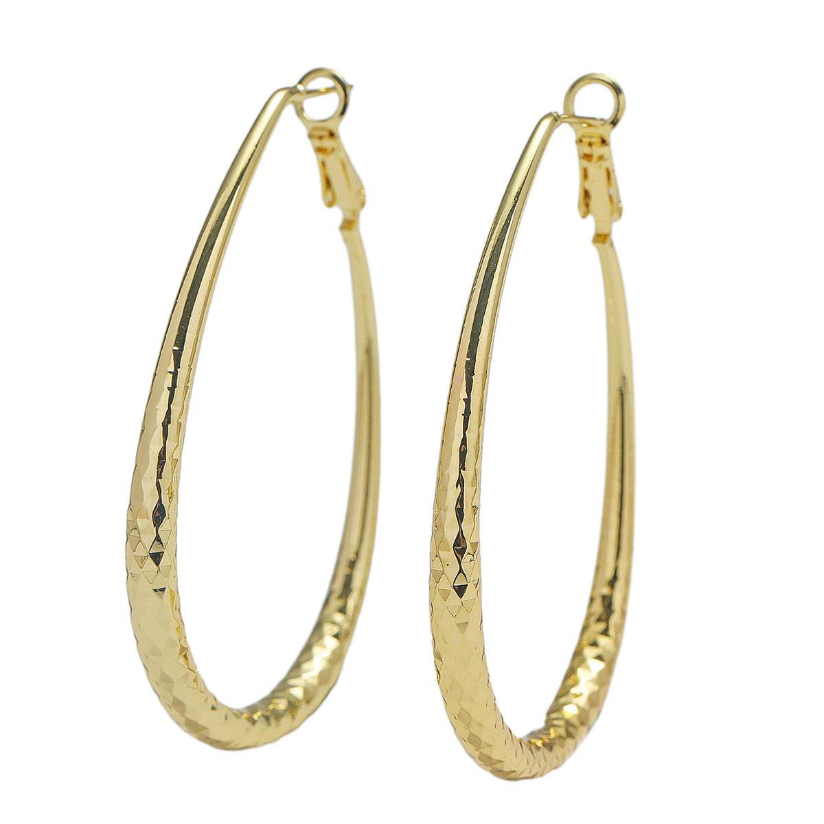 Golden Glossy Spring Fastener Egg-shaped Earrings Hypoallergenic Copper - P12 Hub Europe