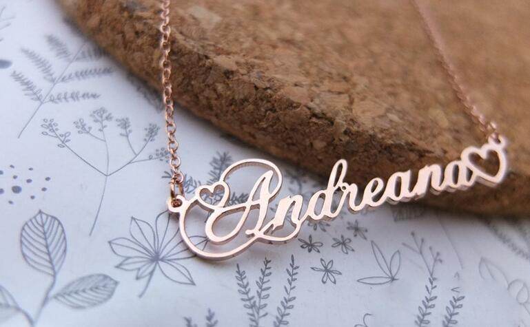 Custom Women's Name Necklace with Double Empty Heart Nameplate Pendant Stainless Steel Necklace 45cm - P12 Hub Europe