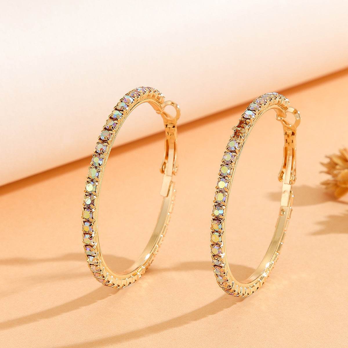 1 Pair European And American Zircon Inlaid Princess Style Large Earrings For Women, Worn At Daily Parties, Wedding Jewelry, Birthday Gifts - P12 Hub Europe