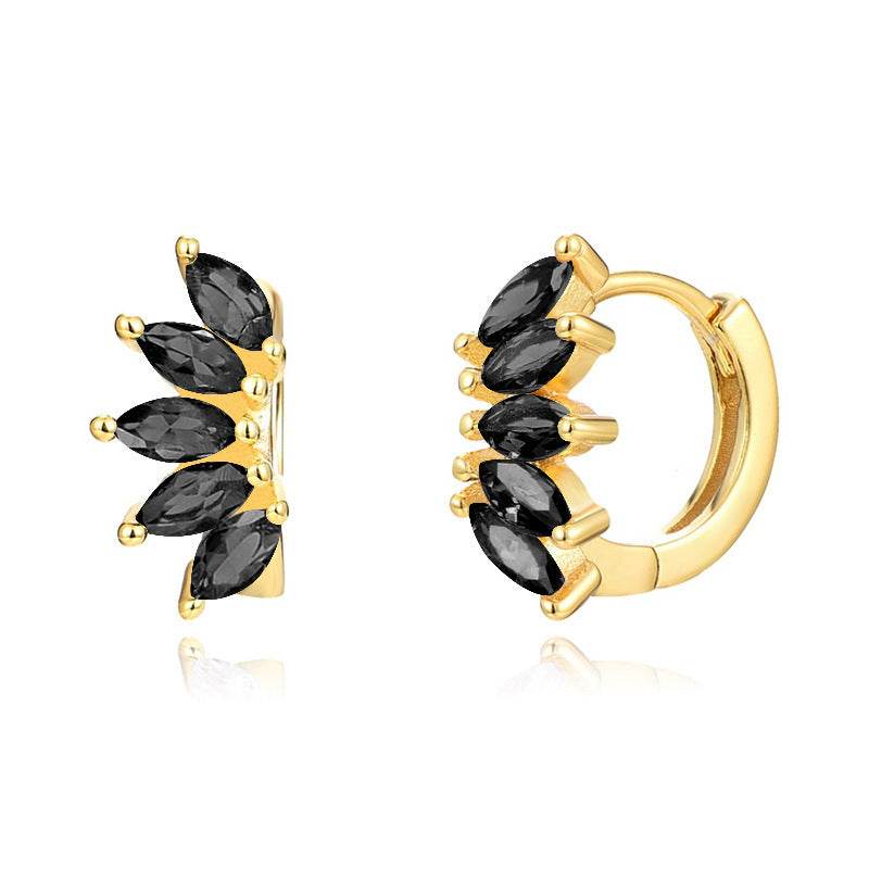 Ins Style Color Zircon All-match Earrings Symmetrical Horse Eye Stone - P12 Hub Europe