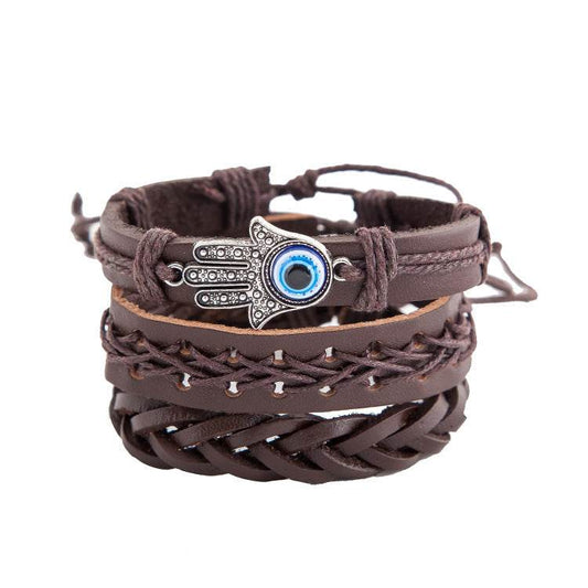 Palm eye leather men's bracelet - P12 Hub Europe