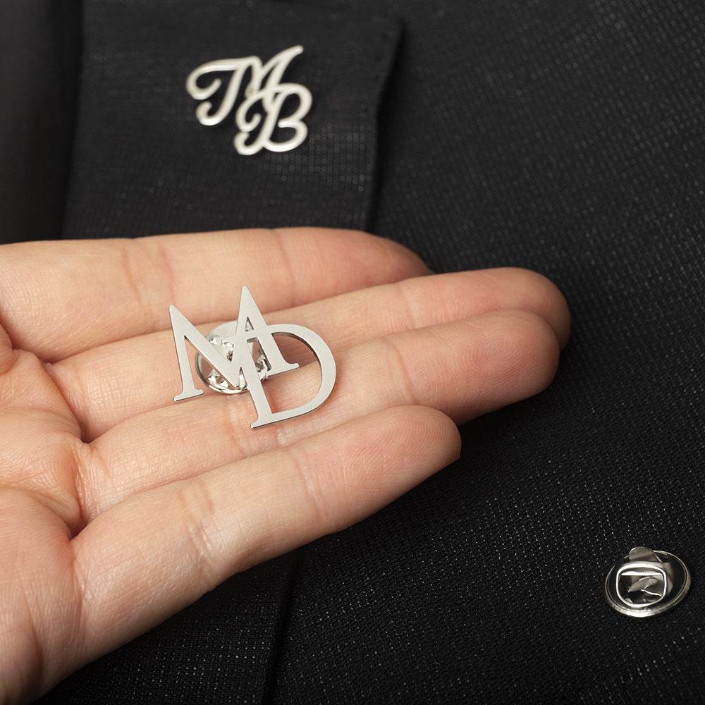 Men's Suit Name Double Letter Brooch - P12 Hub Europe