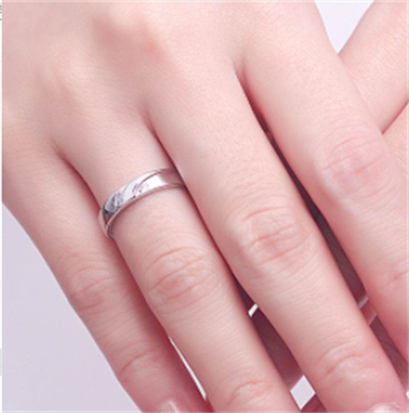 Weddings Simple Couple Style Silver Diamond Ring - P12 Hub Europe