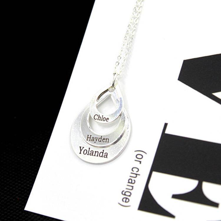 Cross Border Water Drop Combination Pendant Can Be Engraved With Letter Name Creative English Jewelry Mother's Day Gift - P12 Hub Europe