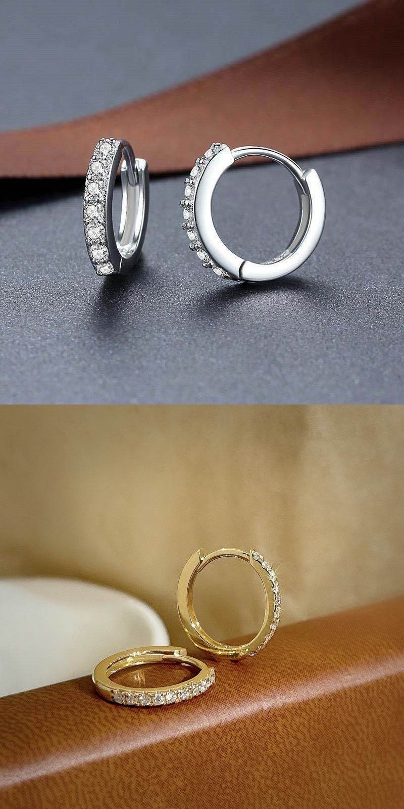 S925 Sterling Silver Needle Single Row Diamond Earrings For Women - P12 Hub Europe