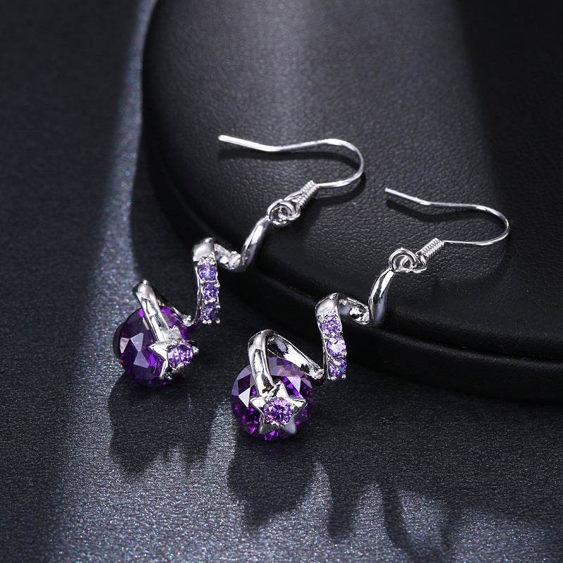 Purple Zircon Spiral Ear Hook Earrings - P12 Hub Europe