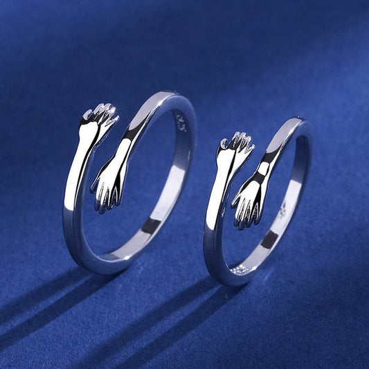 S925 Silver Hug Palm Finger Smooth Exquisite Couple Ring - P12 Hub Europe