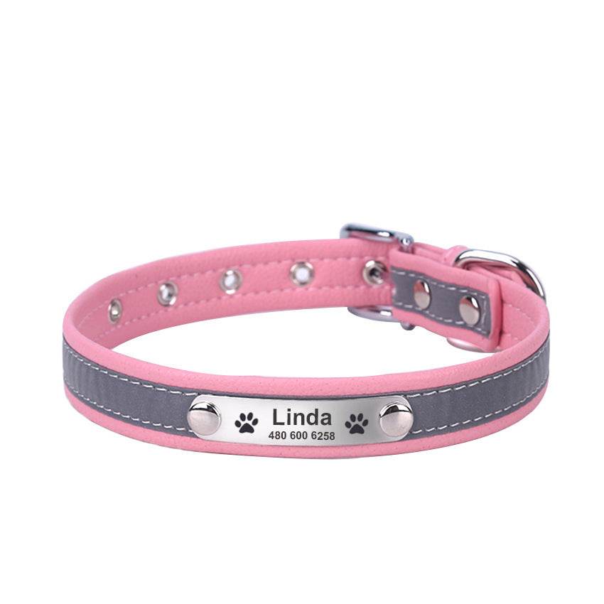 Reflective Lettering Collar Small And Medium Dog Collar Microfiber Soft Cat Collar - P12 Hub Europe