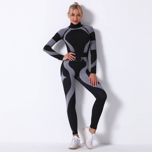 Striped Sports Yoga Long Sleeve Two-piece Suit - P12 Hub Europe