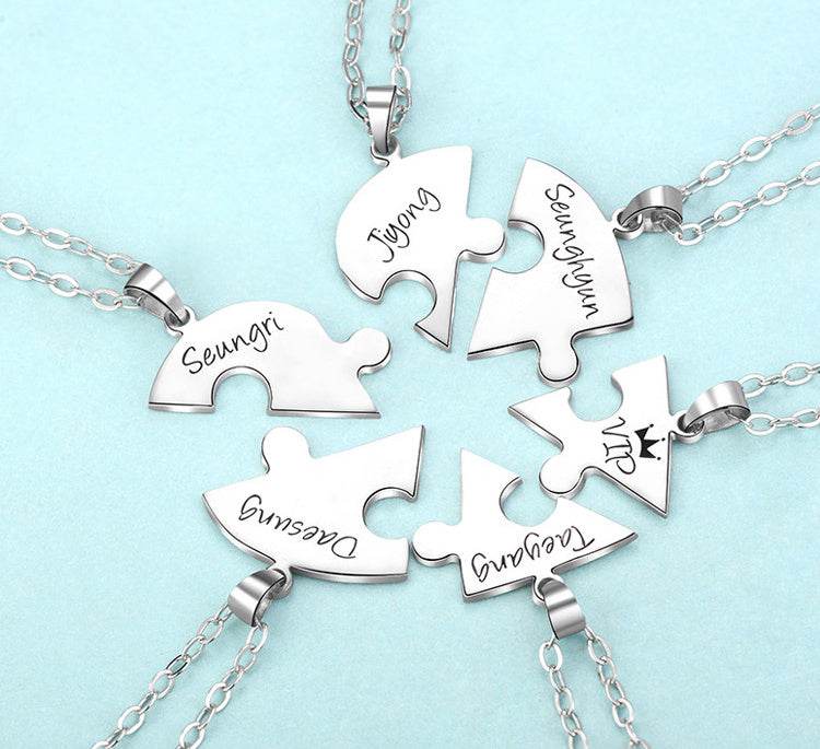 Engraved S925 Silver Jigsaw Puzzle Breakable Heart Pendant Necklaces for Couples, Friends & Family - P12 Hub Europe