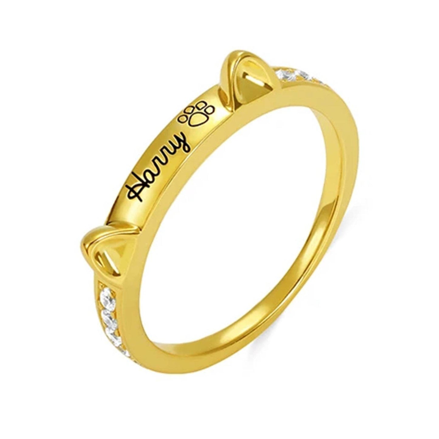 Personalized Pet Cat Ears Name Ring Fashion Jewelry - P12 Hub Europe