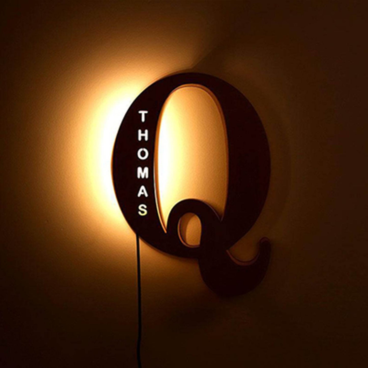 Custom Wooden Engraved USB LED Night Light 24 Letter Bedroom Home Decoration Birthday Gift for Friend Decorative Wall Lamp - P12 Hub Europe