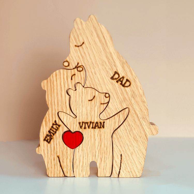 Handmade Wooden Bear Family Personalized Carving Crafts - P12 Hub Europe